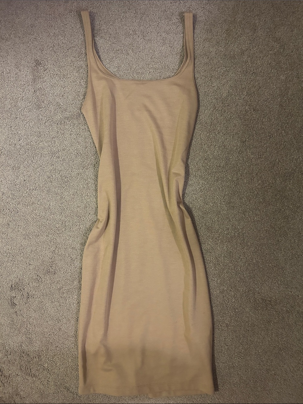 Zara Tan Ribbed Tank Midi Dress